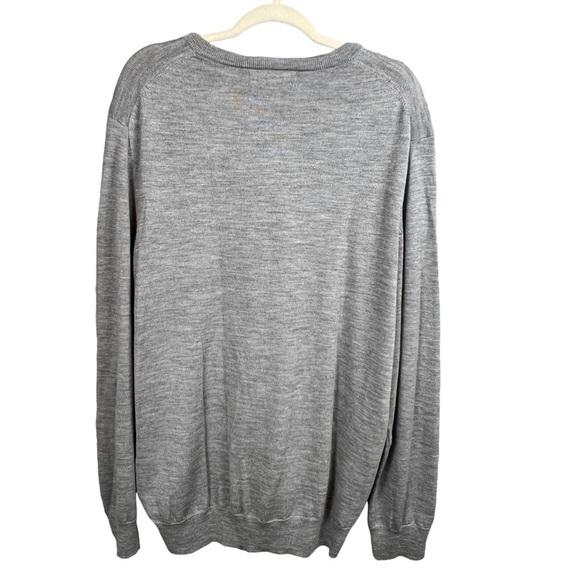 Harrison Davis Mens 2XL 100% Extra Fine Merino Wool Sweater V-neck Gray NWT - Picture 2 of 6